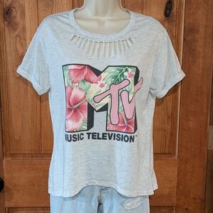 MTV‎ Graphic Cutout T-Shirt